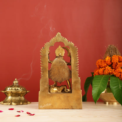 Brass Kali statue with Prabhavali 10" - Budhshiv.com