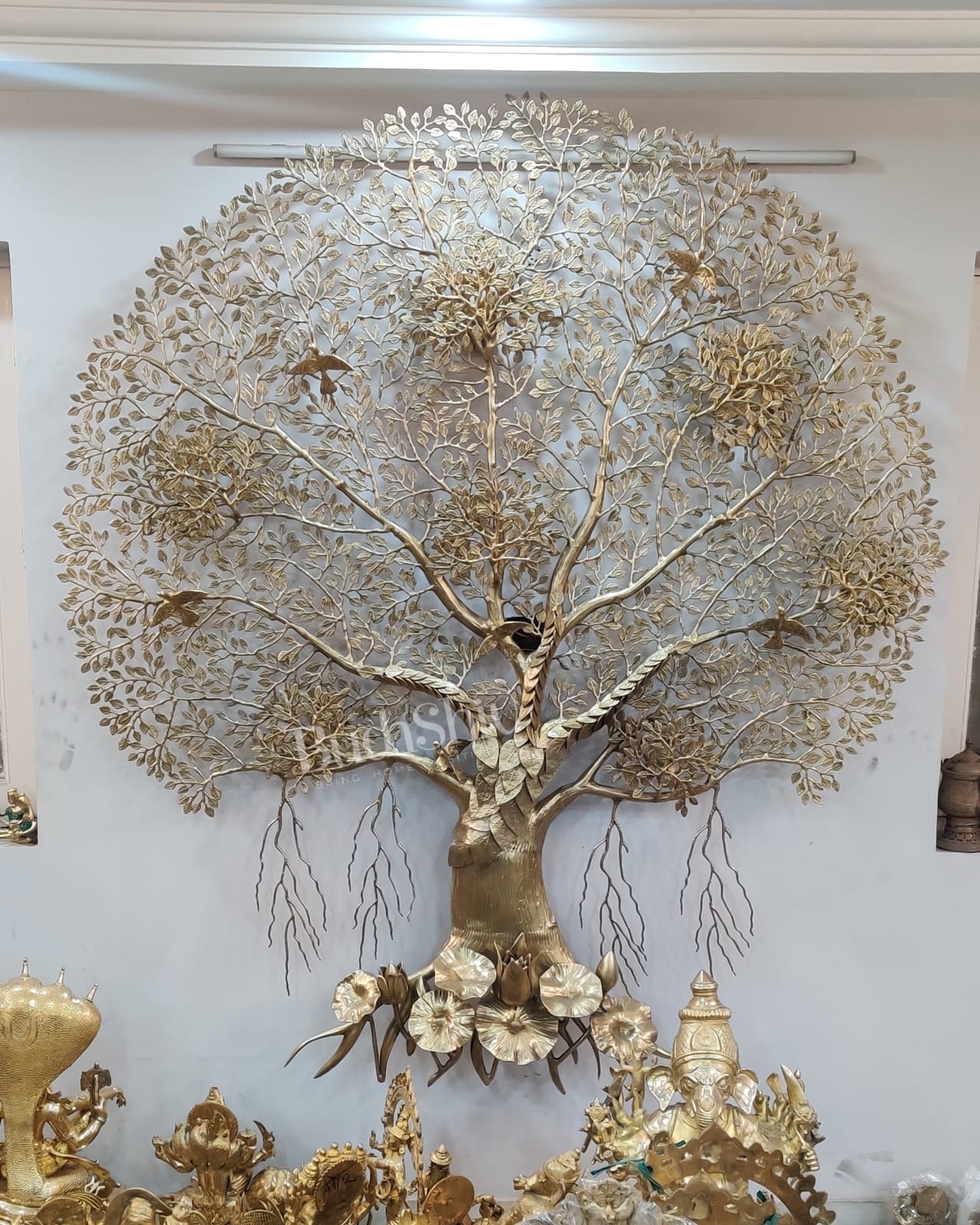 Brass Kalpavriksha Massive tree of life wall Hanging 75" - Budhshiv.com