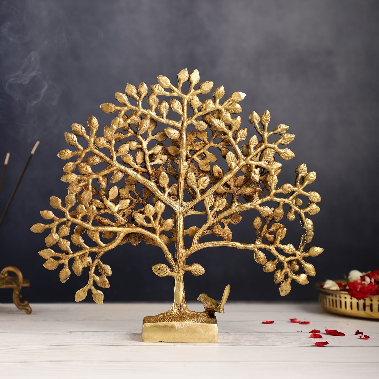 Brass Kalpavriksha tree for tables 11" - Budhshiv.com