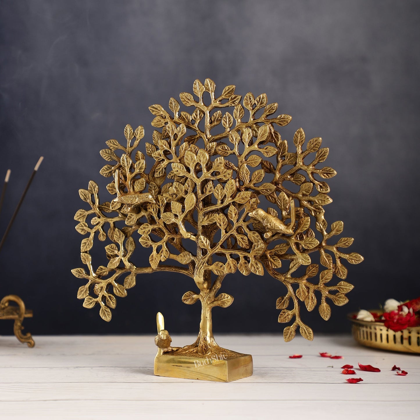 Brass Kalpavriksha tree for tables 11" - Budhshiv.com