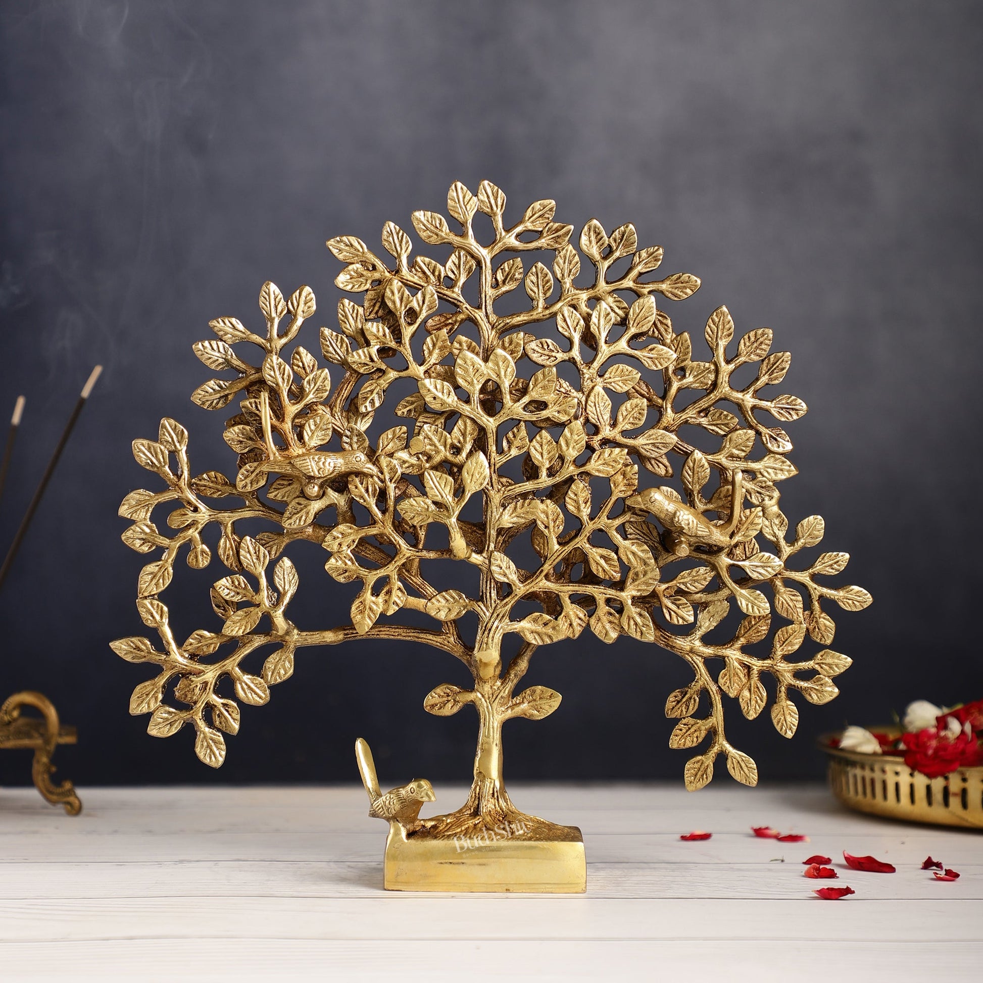 Brass Kalpavriksha tree for tables 11" - Budhshiv.com