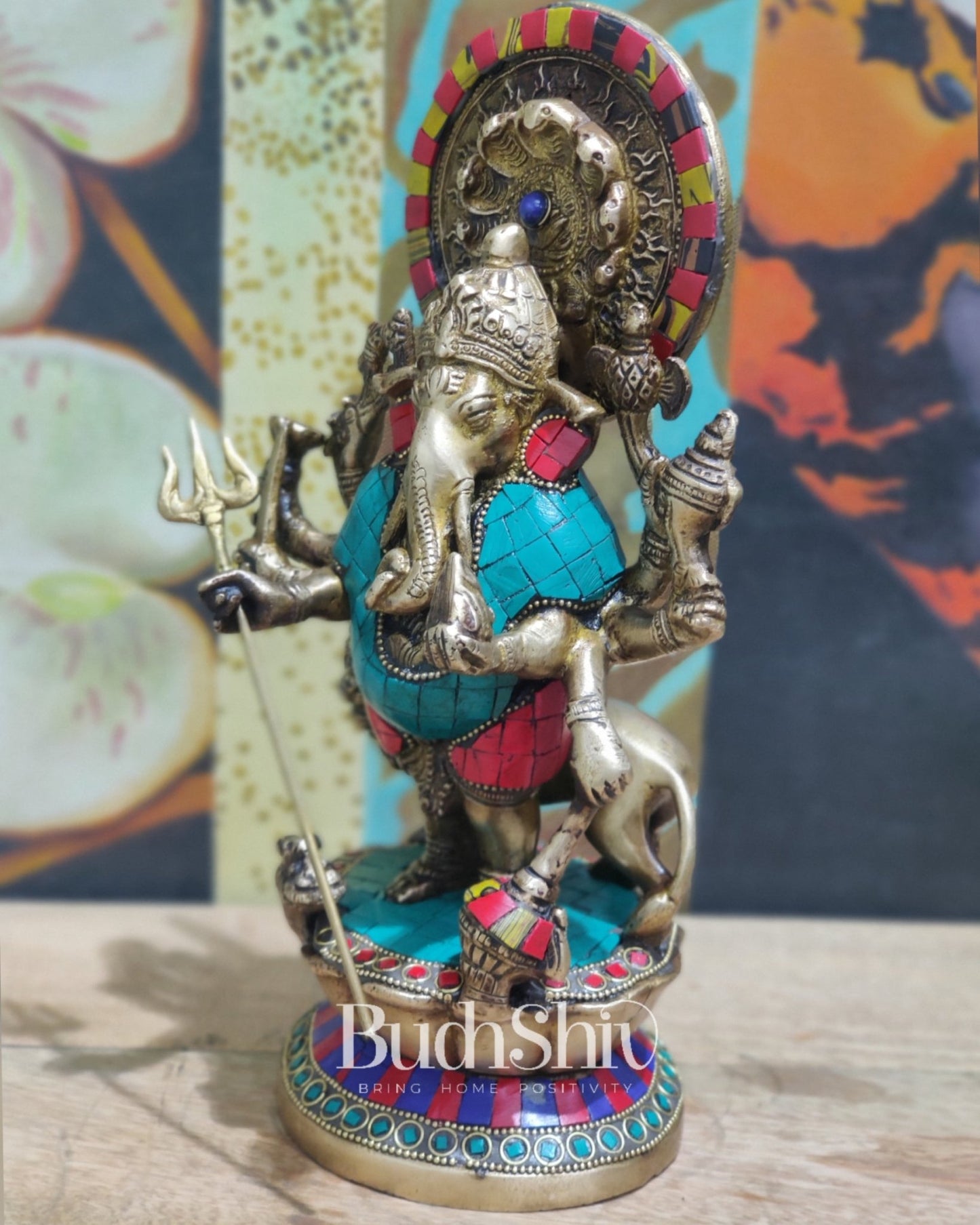 Brass Kana dhrishti Ganesha statue 12" - Budhshiv.com