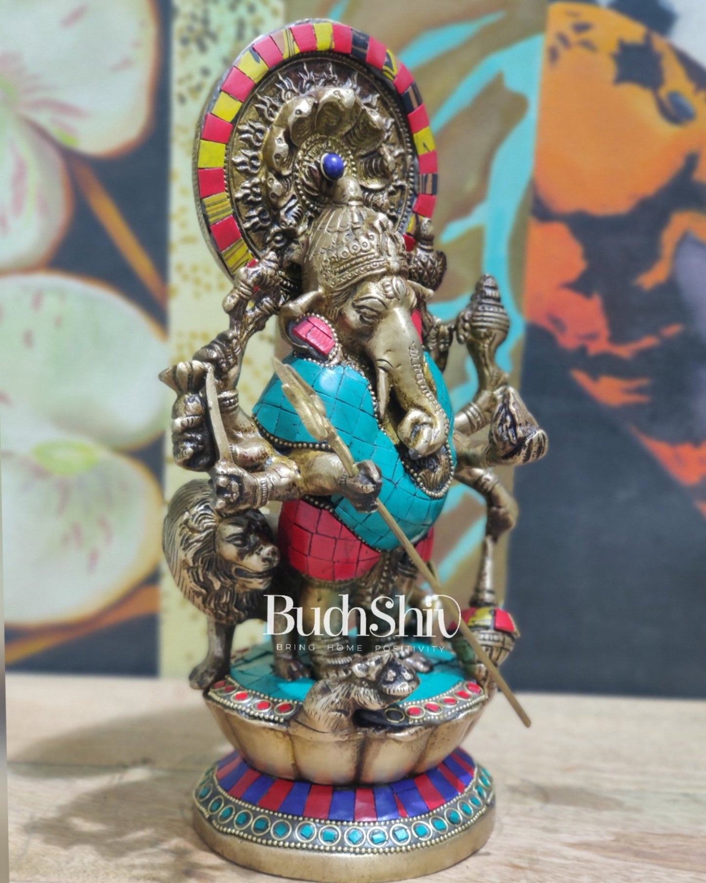 Brass Kana dhrishti Ganesha statue 12" - Budhshiv.com