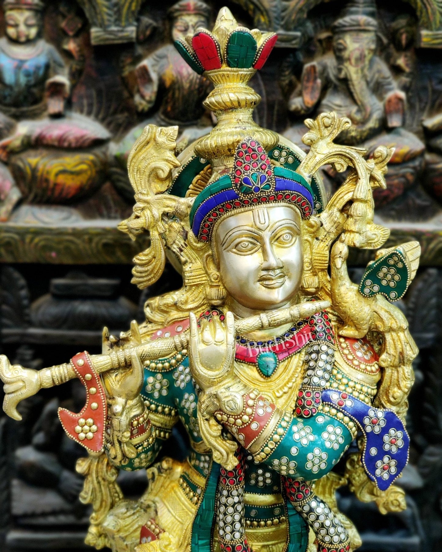 Brass Krishna idol 3 feet 36 inch - Budhshiv.com
