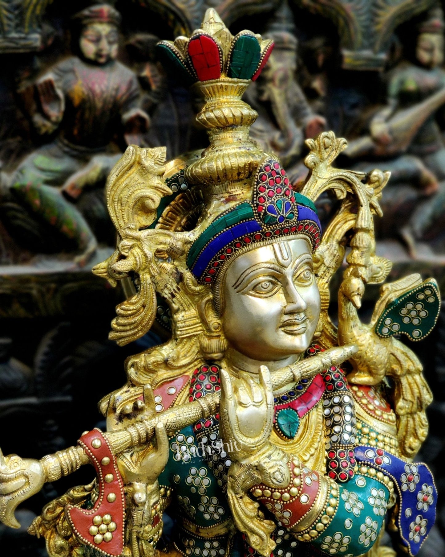 Brass Krishna idol 3 feet 36 inch - Budhshiv.com