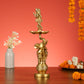 Brass Krishna idol with Jumping Elephant Lamp - 16" - Budhshiv.com