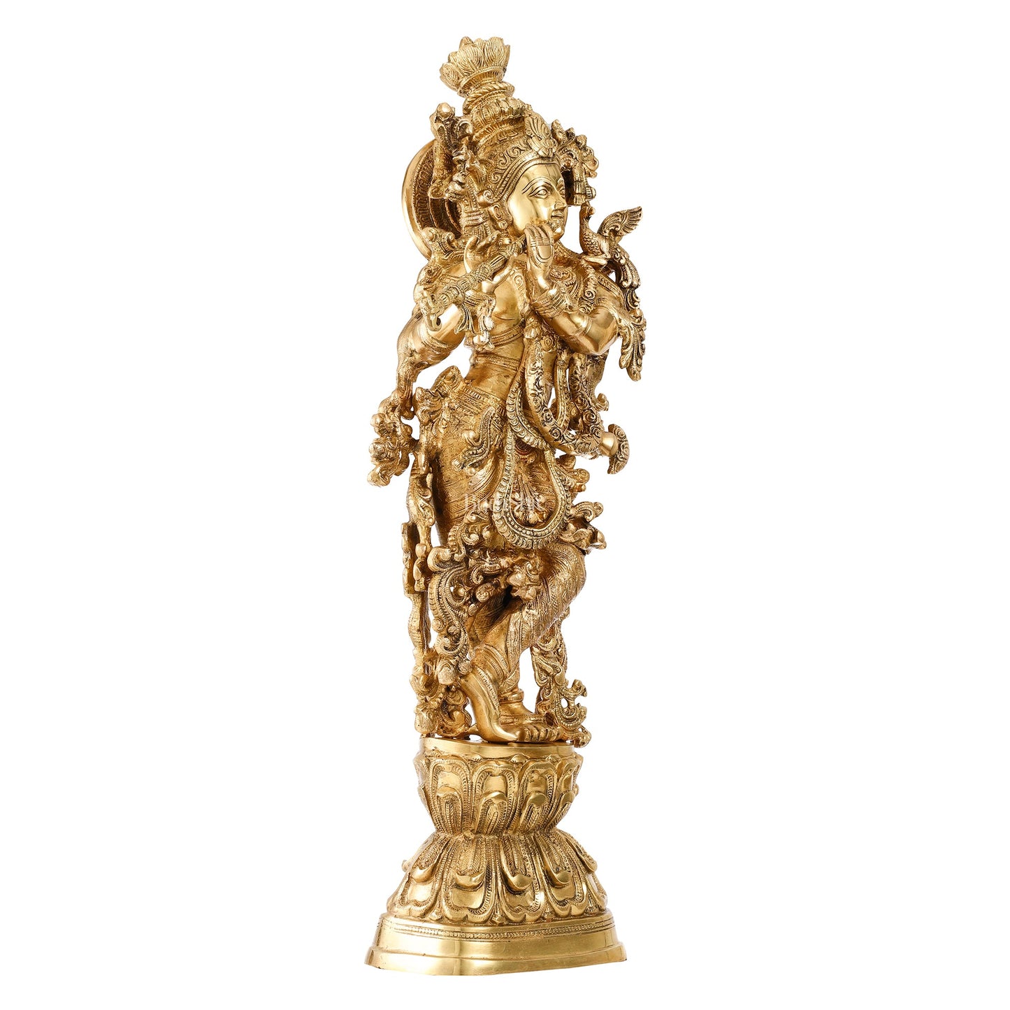 Brass Krishna statue 30 inch idol murti - Budhshiv.com