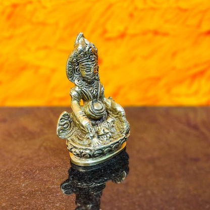 Brass Kubera Idol, 3" Height, God of Wealth - Budhshiv.com