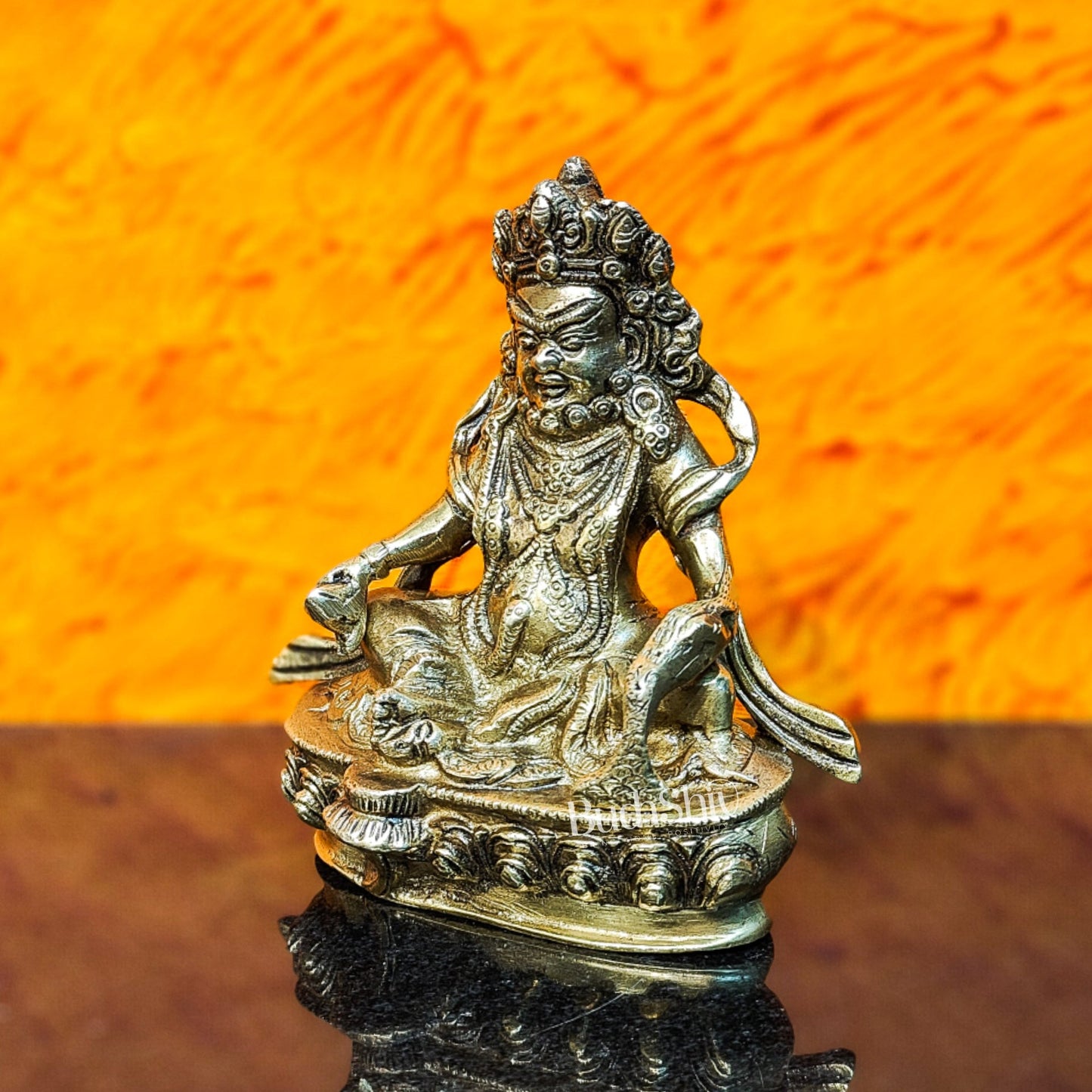 Brass Kubera Idol, 5.5" Height, God of Wealth - Budhshiv.com
