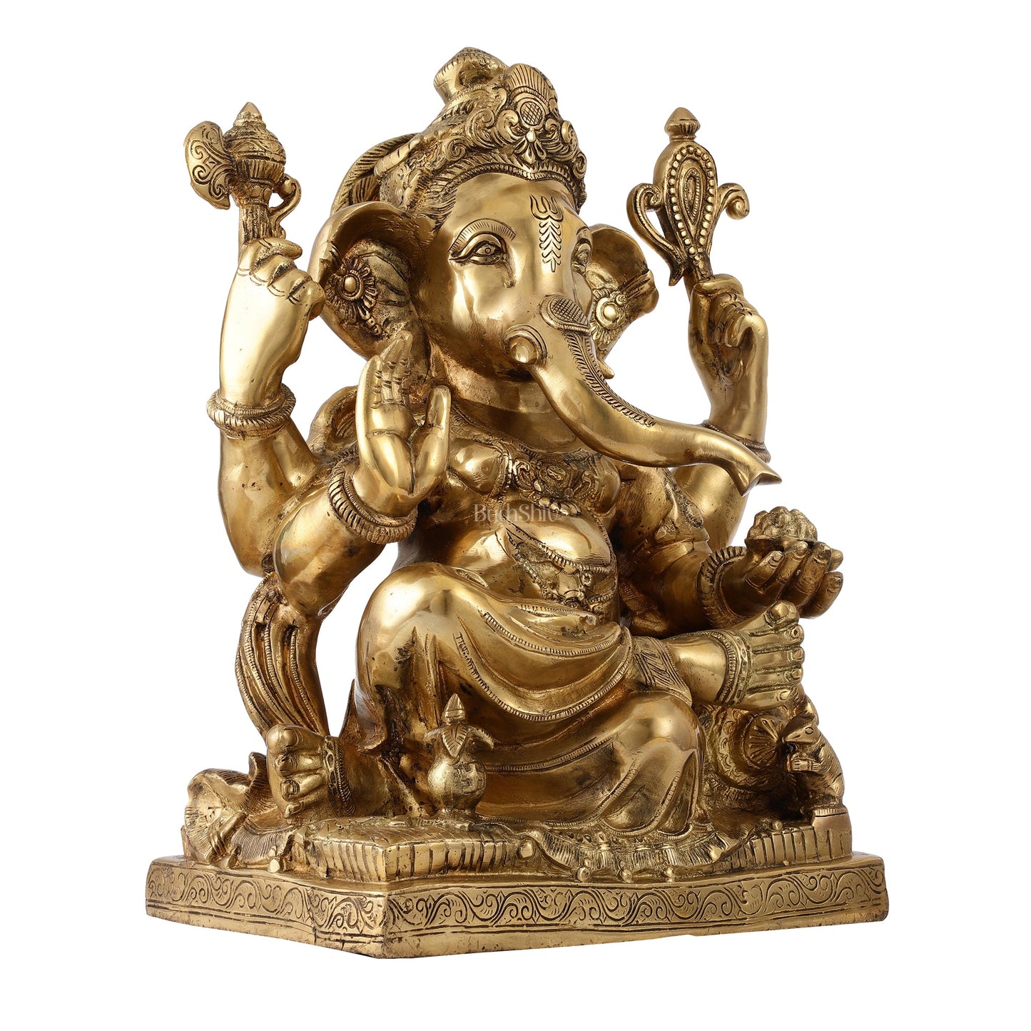 Brass Large Ganesha Statue - 18x14x8.5 Inch - Budhshiv.com