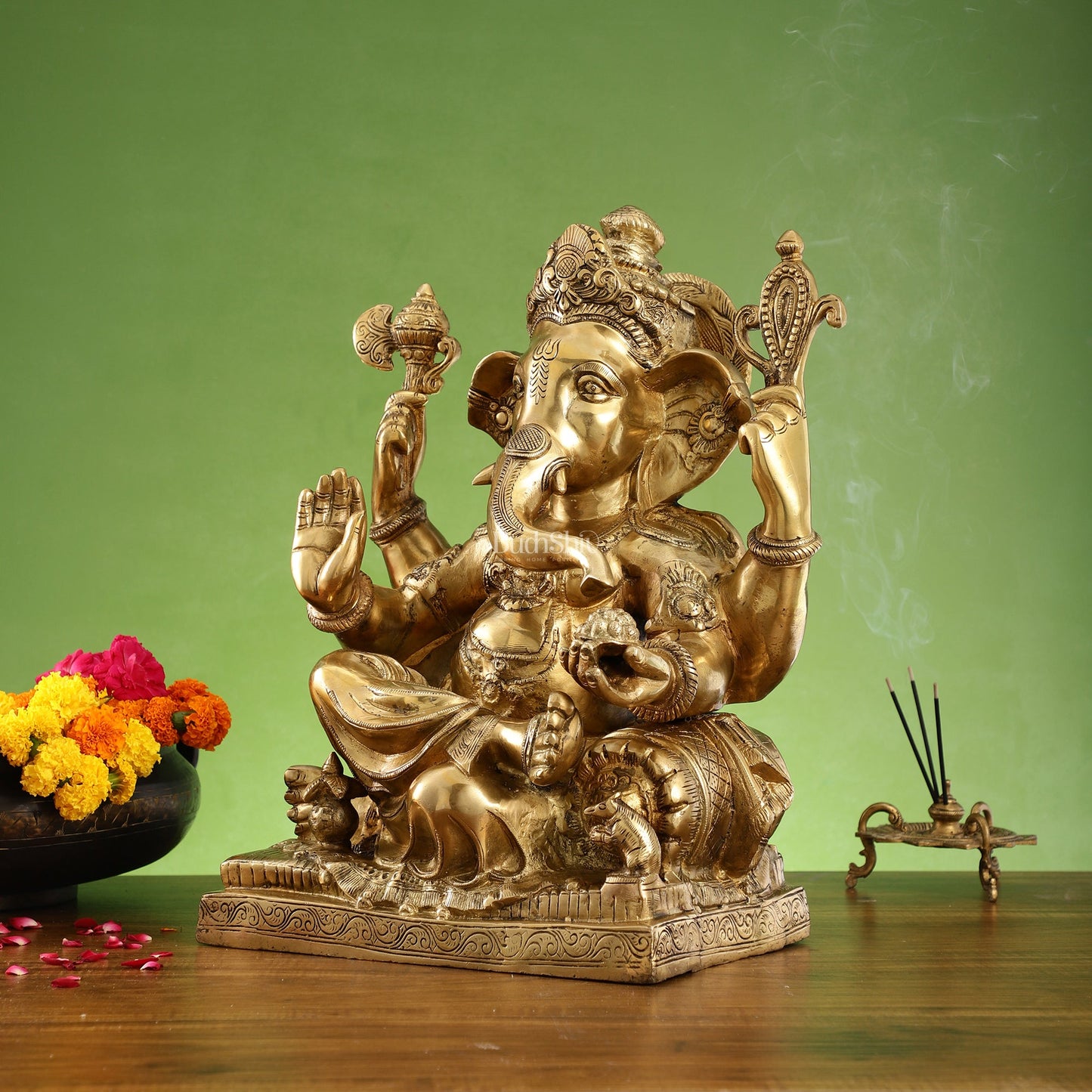 Brass Large Ganesha Statue - 18x14x8.5 Inch - Budhshiv.com