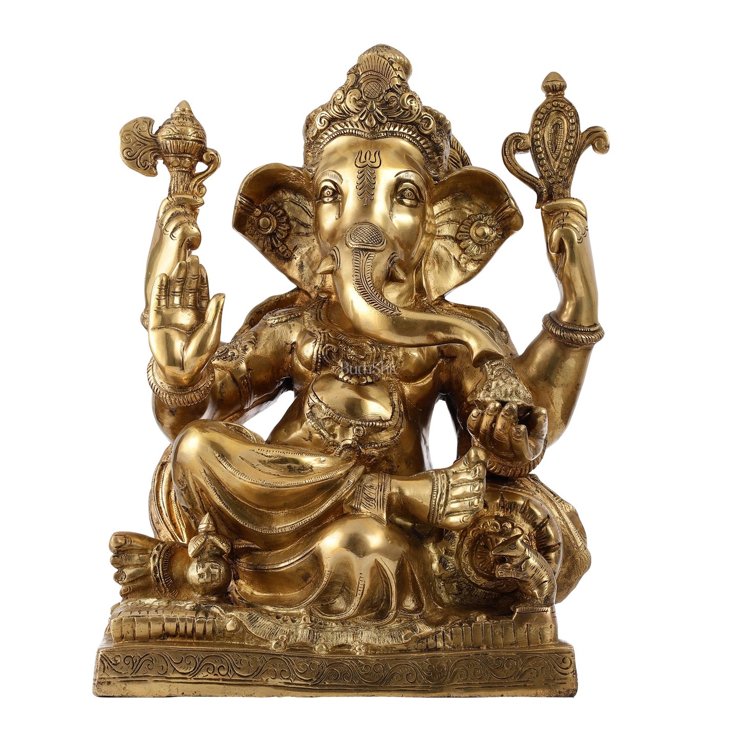 Brass Large Ganesha Statue - 18x14x8.5 Inch - Budhshiv.com