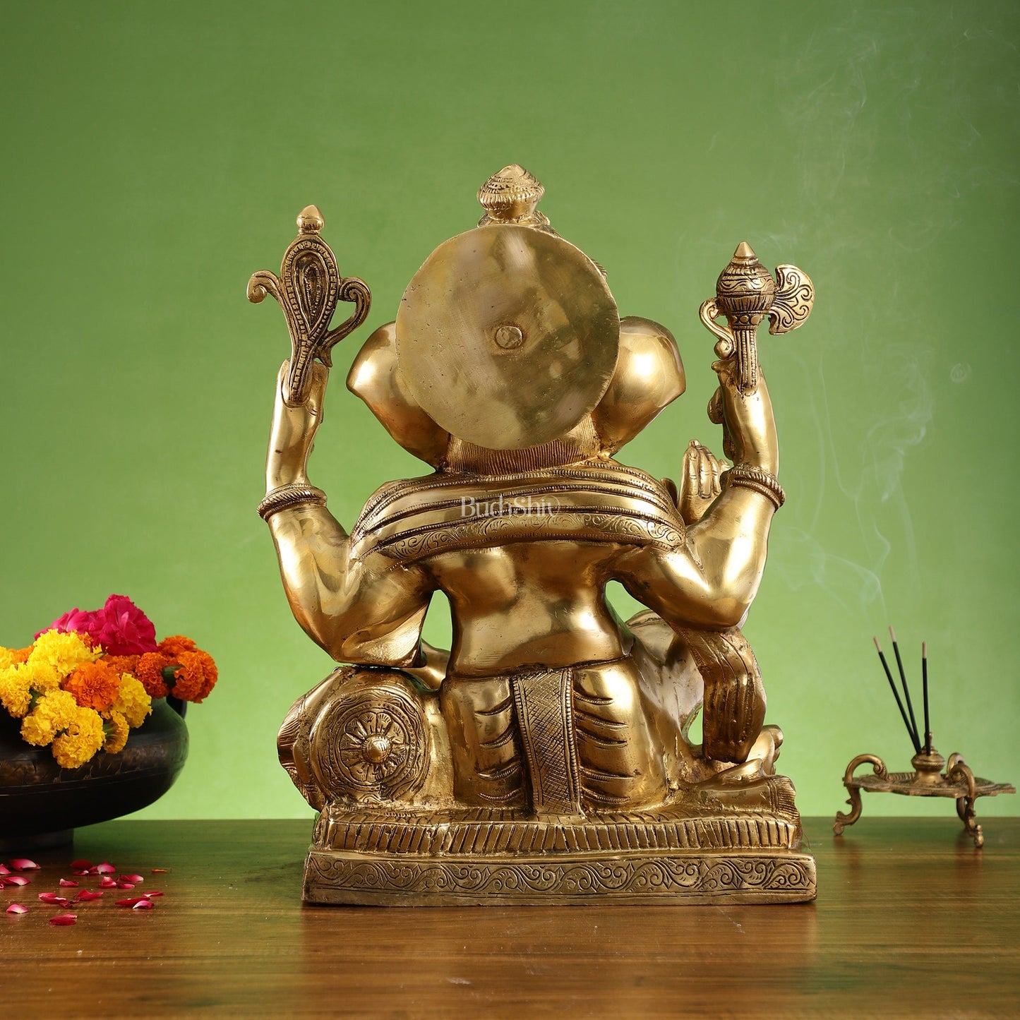 Brass Large Ganesha Statue - 18x14x8.5 Inch - Budhshiv.com