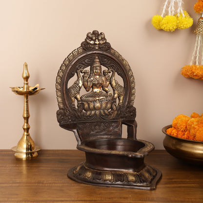 Brass Large-Sized Lakshmi Lamp - 17 Inch - Budhshiv.com
