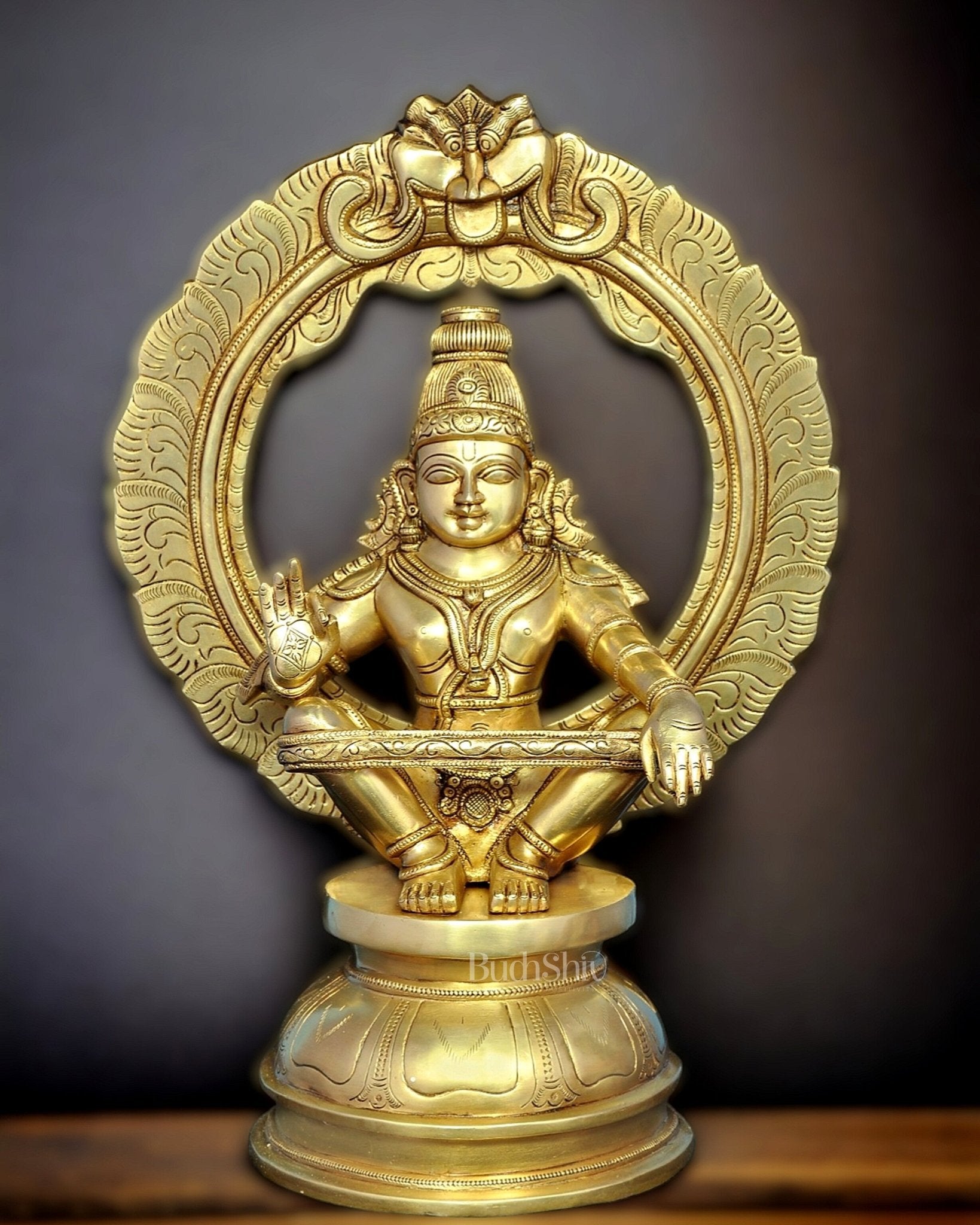 Brass Lord Ayyappa Swamy Ayyappan Statue - 20" - Budhshiv.com