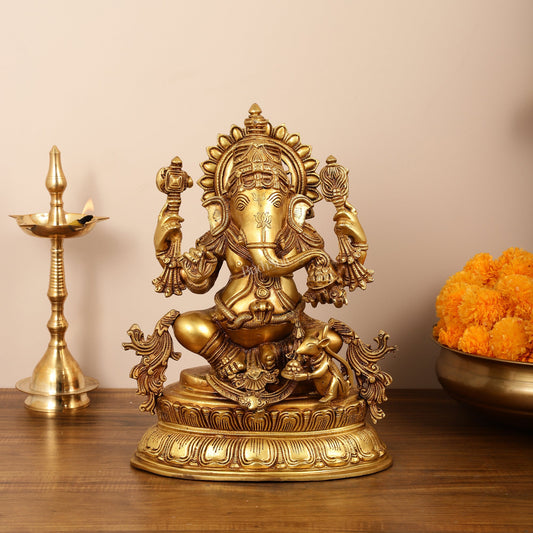 Brass Lord Ganesha Idol - 16 Inch - Budhshiv.com