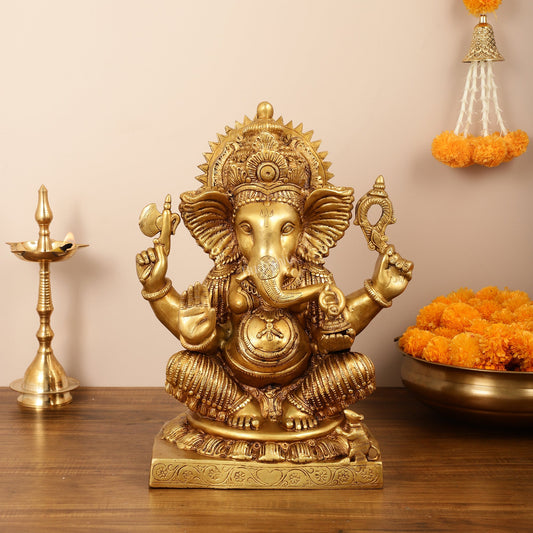 Brass Lord Ganesha Idol - 18 Inch - Budhshiv.com