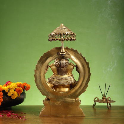 Brass Lord Ganesha Statue Seated on a Throne - 18 inch - Budhshiv.com