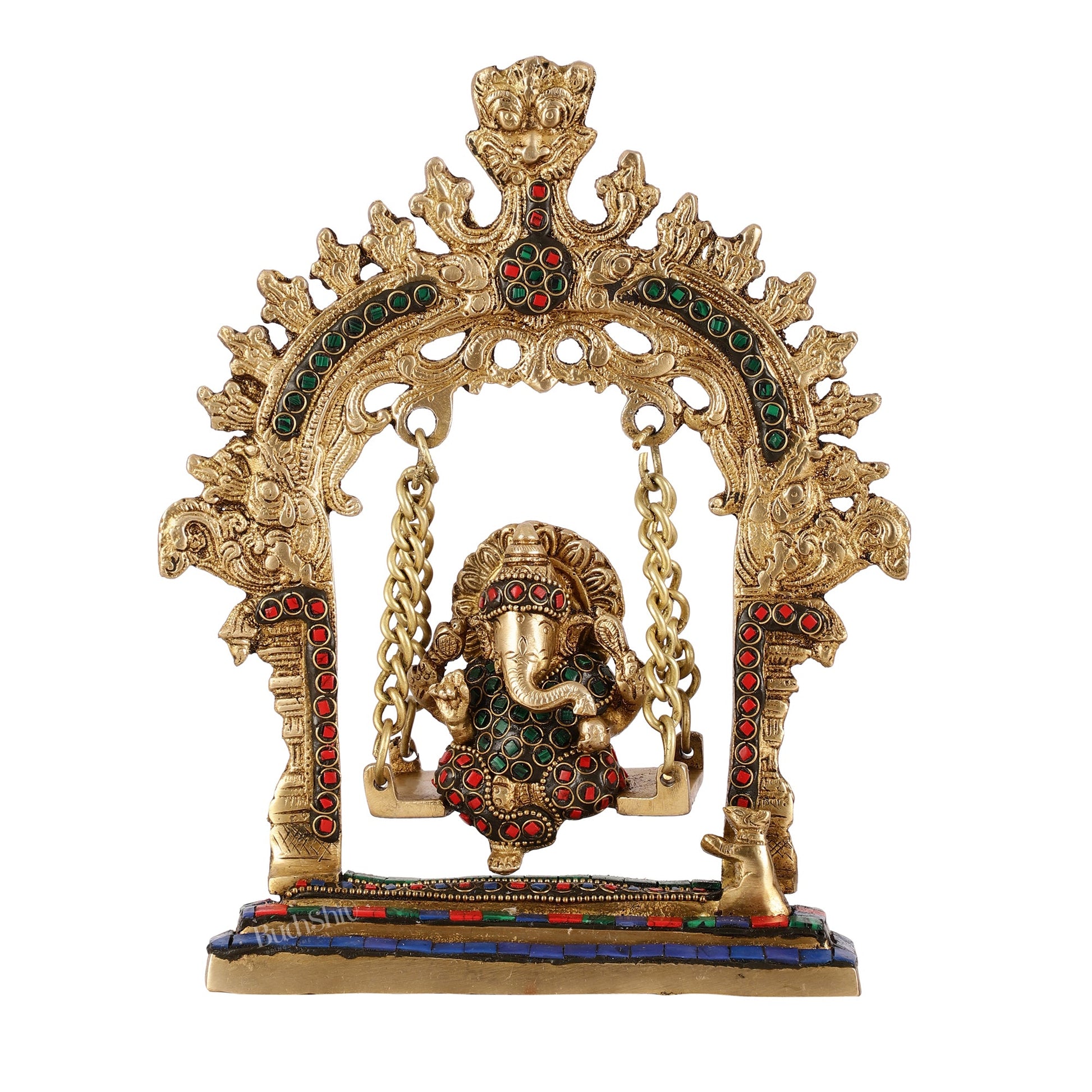 Brass Lord Ganesha Swing Idol - 10 inch - Budhshiv.com