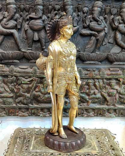 Brass Lord Hanuman Statue Standing 24" Height - Budhshiv.com