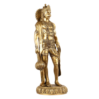 Brass Lord Hanuman Statue Standing 24" Height - Budhshiv.com