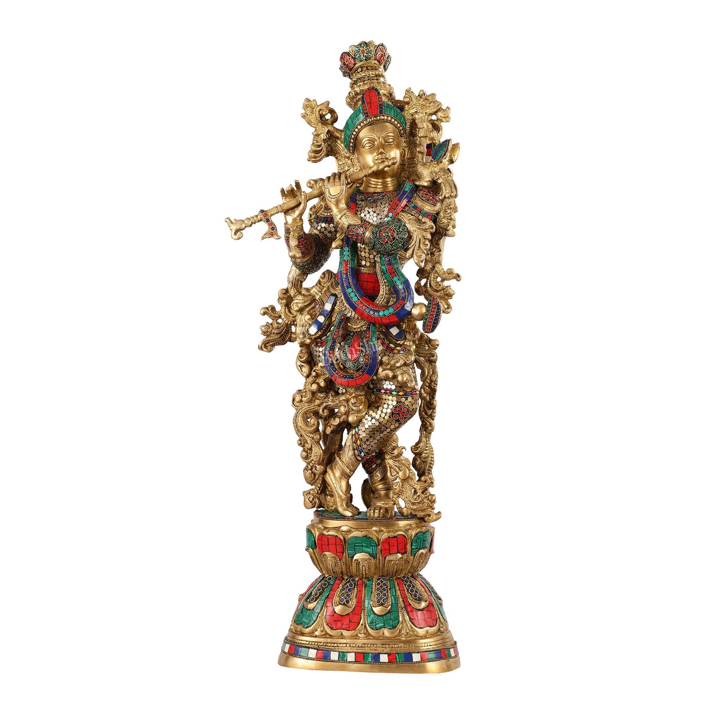 Brass Lord Krishna Murti |29 Inch - Budhshiv.com