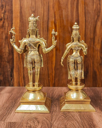 Brass Lord Shiva and Parvati Idol | 18" Height - Budhshiv.com
