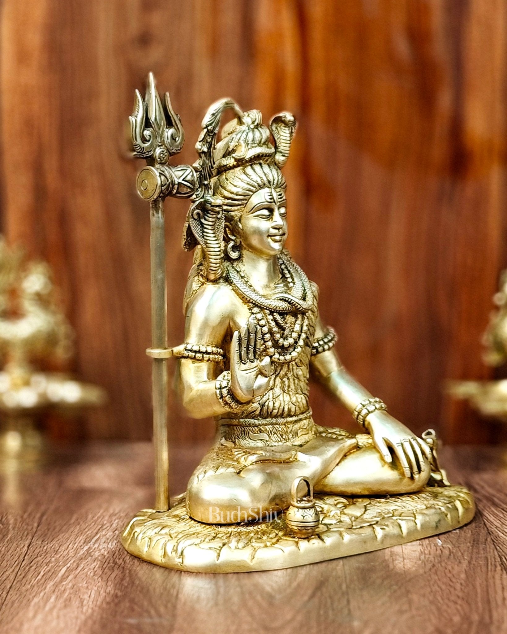 Brass Lord Shiva in Aashirwaad mudra idol 15" Height - Budhshiv.com