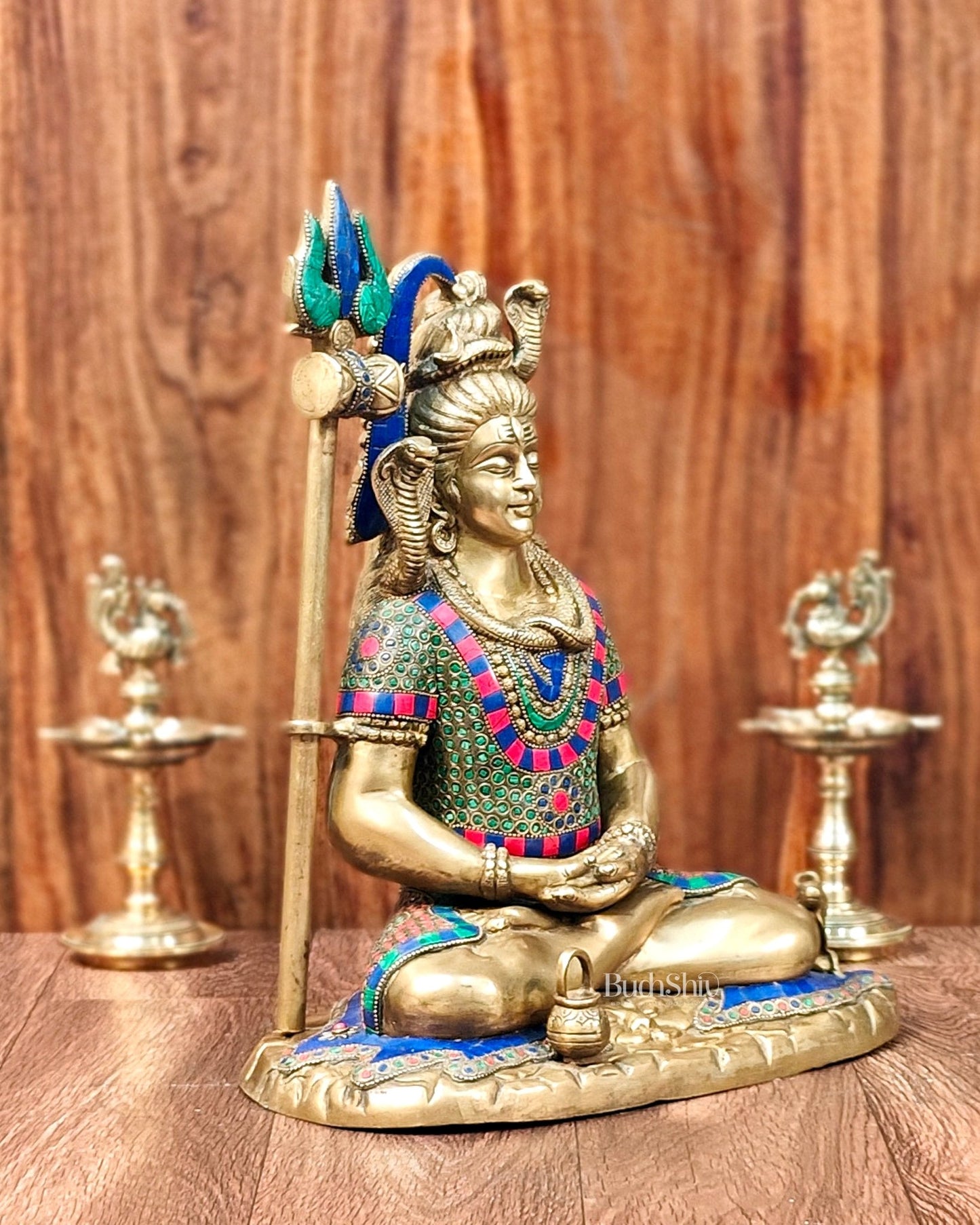 Brass Lord Shiva in meditation idol 15" Height - Budhshiv.com