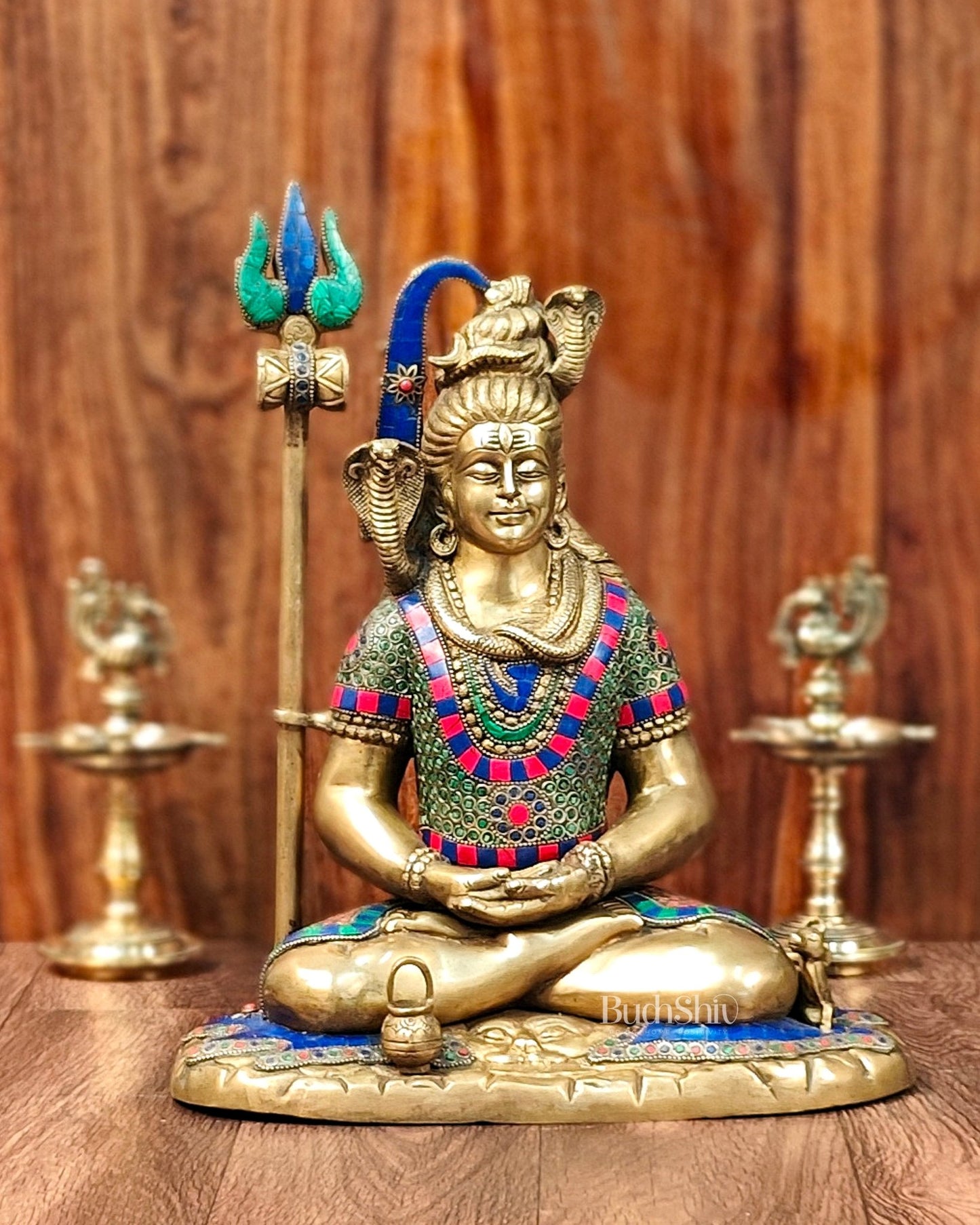 Brass Lord Shiva in meditation idol 15" Height - Budhshiv.com