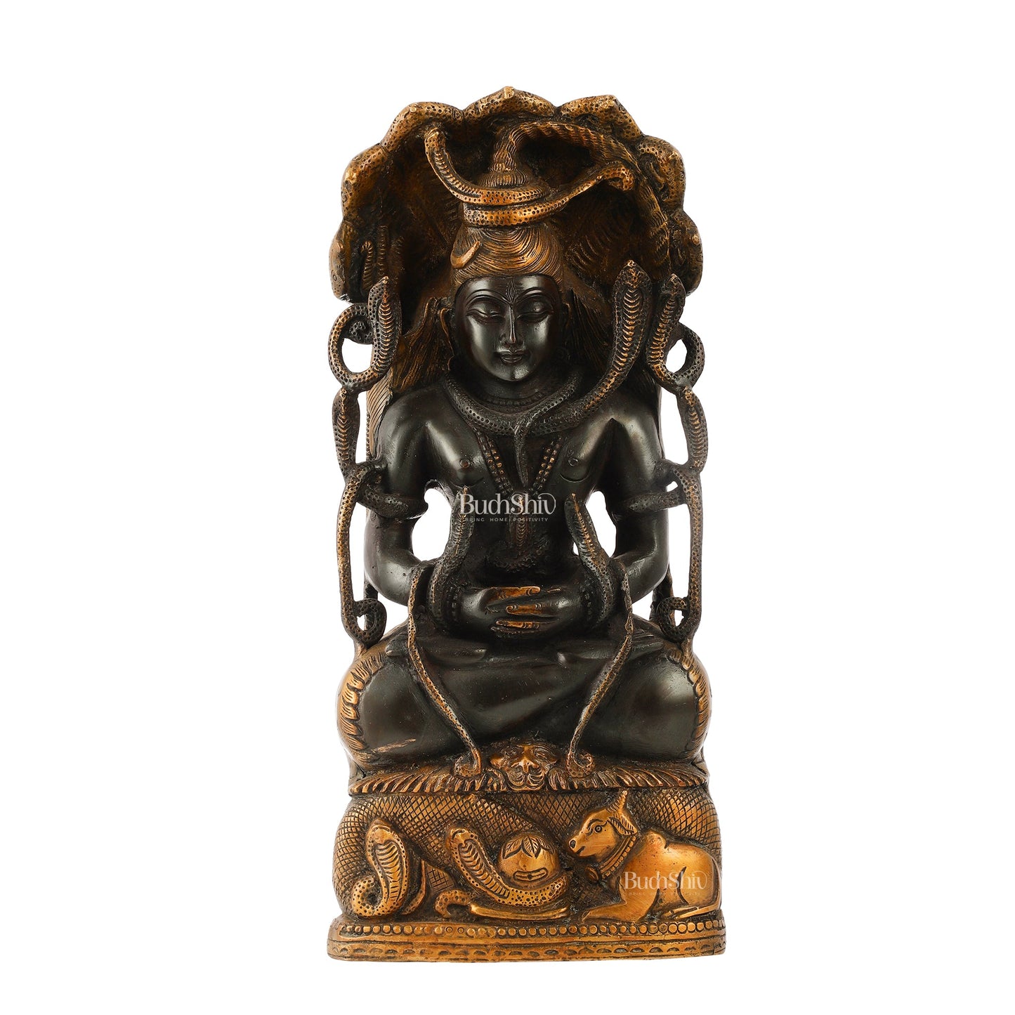 Brass Lord Shiva in Meditation Statue - 14.5x6.5x3 Inch - Budhshiv.com