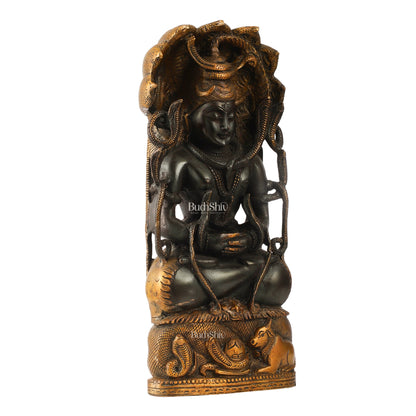 Brass Lord Shiva in Meditation Statue - 14.5x6.5x3 Inch - Budhshiv.com