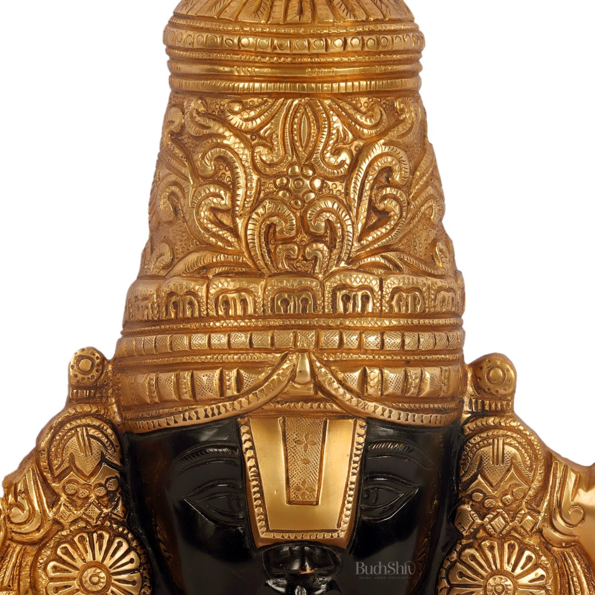 Brass Lord Venkateshwara Swamy Face with Shankhu Chakra | 12x13 inch - Budhshiv.com