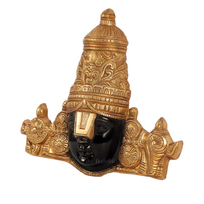 Brass Lord Venkateshwara Swamy Face with Shankhu Chakra | 12x13 inch - Budhshiv.com