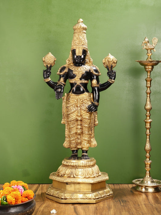 Brass Lord Venkateshwara swamy Tirupati Balaji Statue 40" - Budhshiv.com