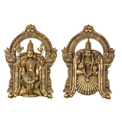 Brass Lord Venkateshwara Tirupati Balaji and Goddess Padmavathi Thayar Wall Hangings - 26 - Budhshiv.com