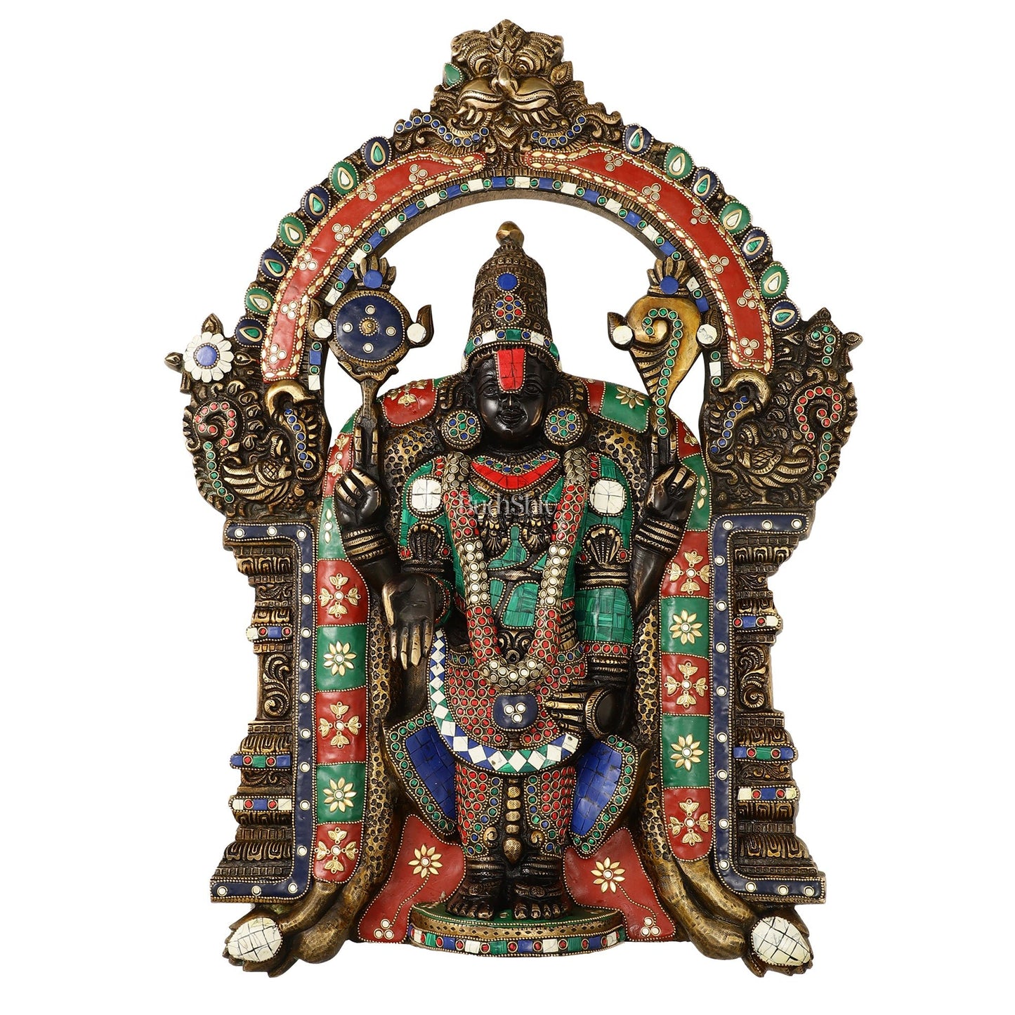 Brass Lord Venkateshwara Tirupati Balaji and Goddess Padmavathi Thayar Wall Hangings - 26 - Budhshiv.com