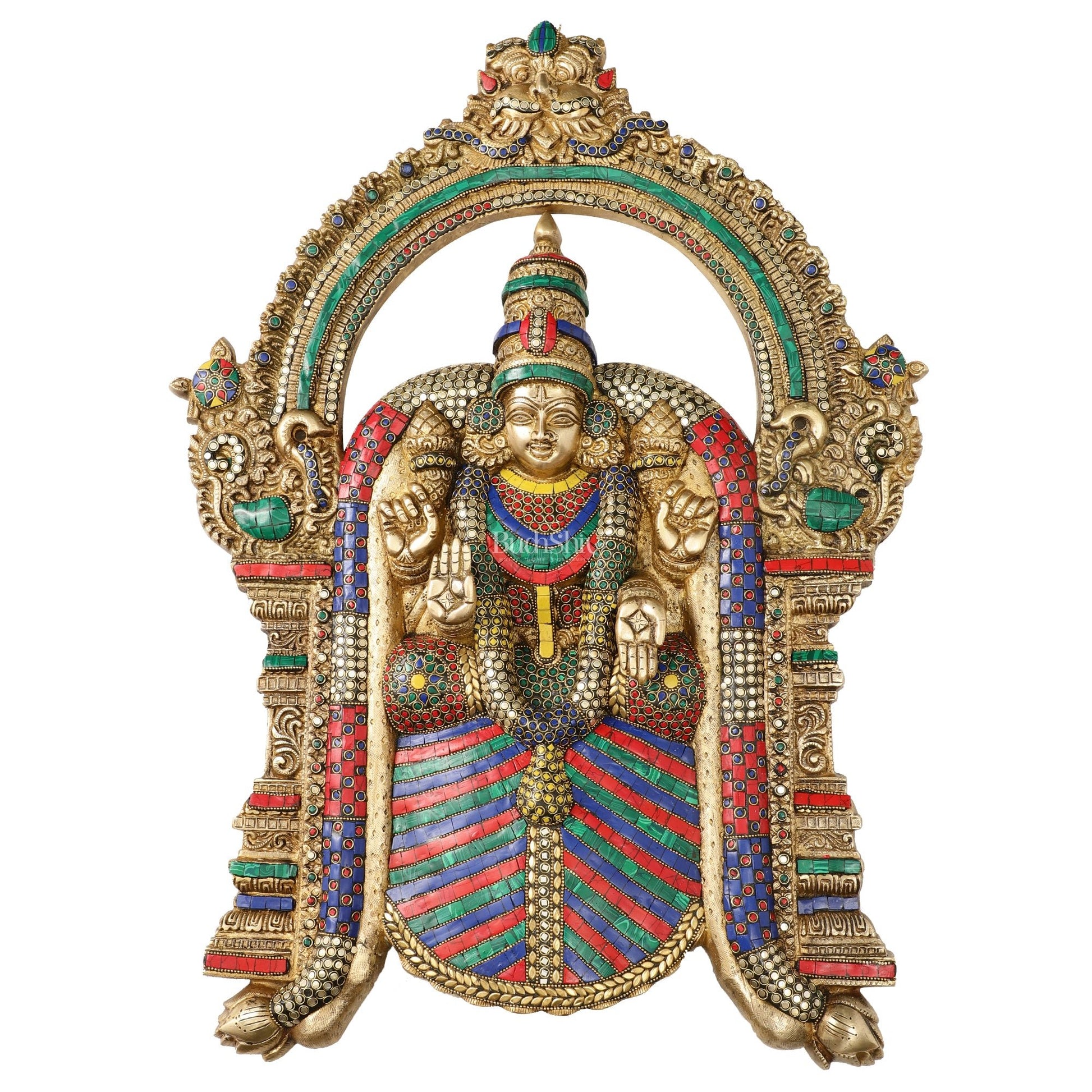 Brass Lord Venkateshwara Tirupati Balaji and Goddess Padmavathi Thayar Wall Hangings - 26 - Budhshiv.com