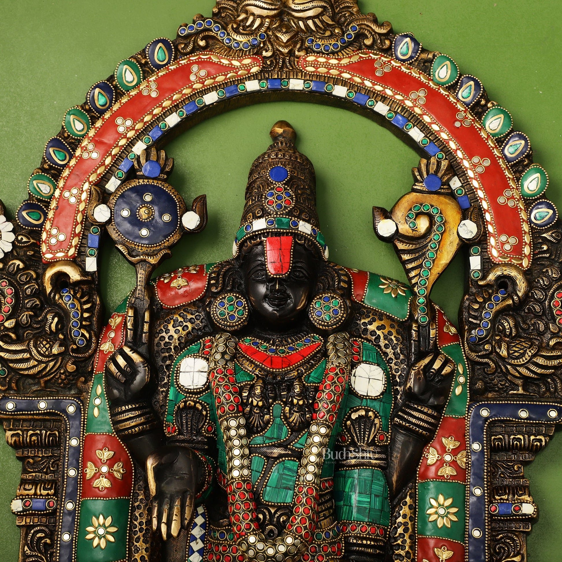 Brass Lord Venkateshwara Tirupati Balaji and Goddess Padmavathi Thayar Wall Hangings - 26 - Budhshiv.com