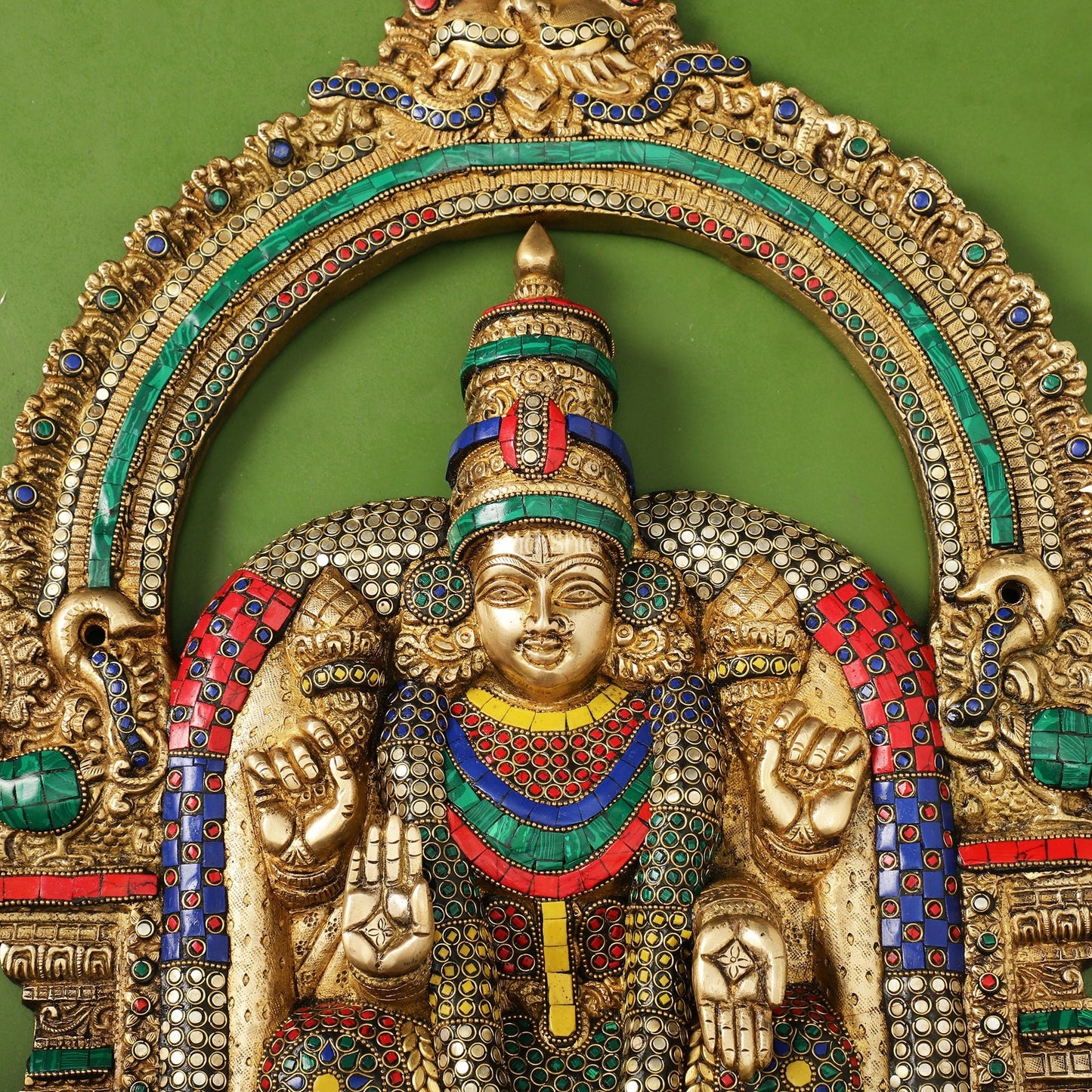 Brass Lord Venkateshwara Tirupati Balaji and Goddess Padmavathi Thayar Wall Hangings - 26 - Budhshiv.com