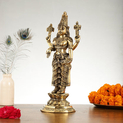Brass Lord Venkateshwara Tirupati Balaji Idol - 16 Inch - Budhshiv.com