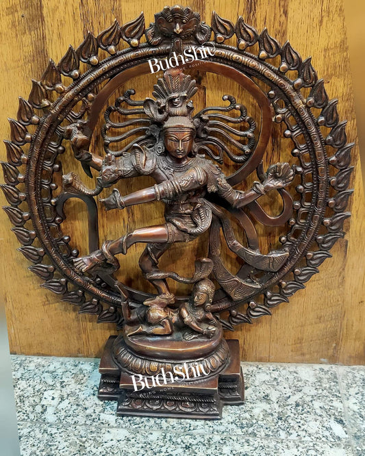 Brass Nataraja Statue antique brown 20 inch - Budhshiv.com