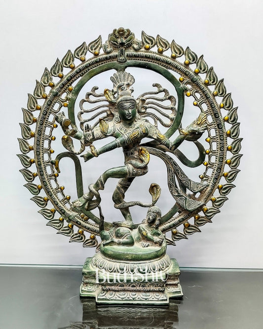 Brass Nataraja Statue antique Sandstone 20 inch - Budhshiv.com