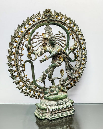 Brass Nataraja Statue antique Sandstone 20 inch - Budhshiv.com