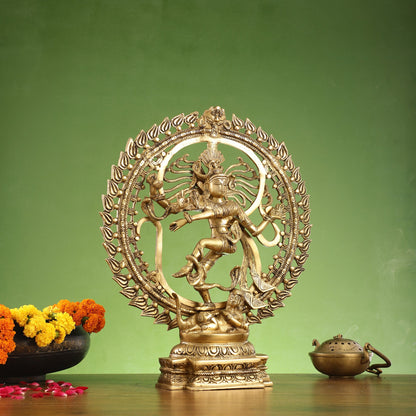 Brass Nataraja Statue matte gold 20 inch - Budhshiv.com