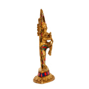 Brass Nataraja with stonework 9" - Budhshiv.com