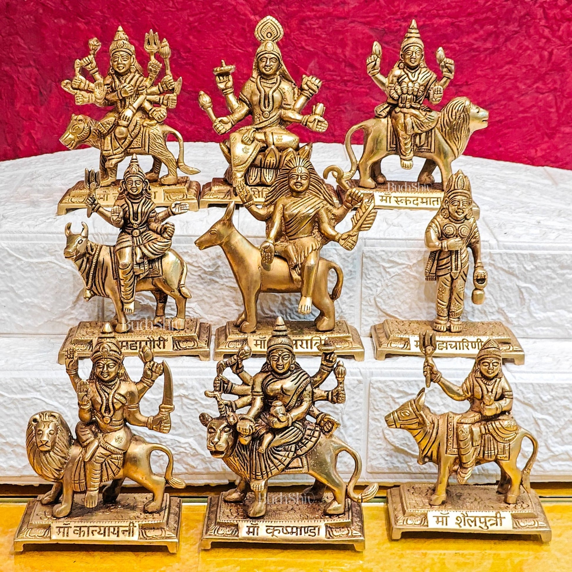 Brass Navadurga Idols 6" - Budhshiv.com