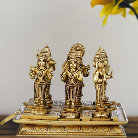 Brass Navgraha idols with base 7" - Budhshiv.com