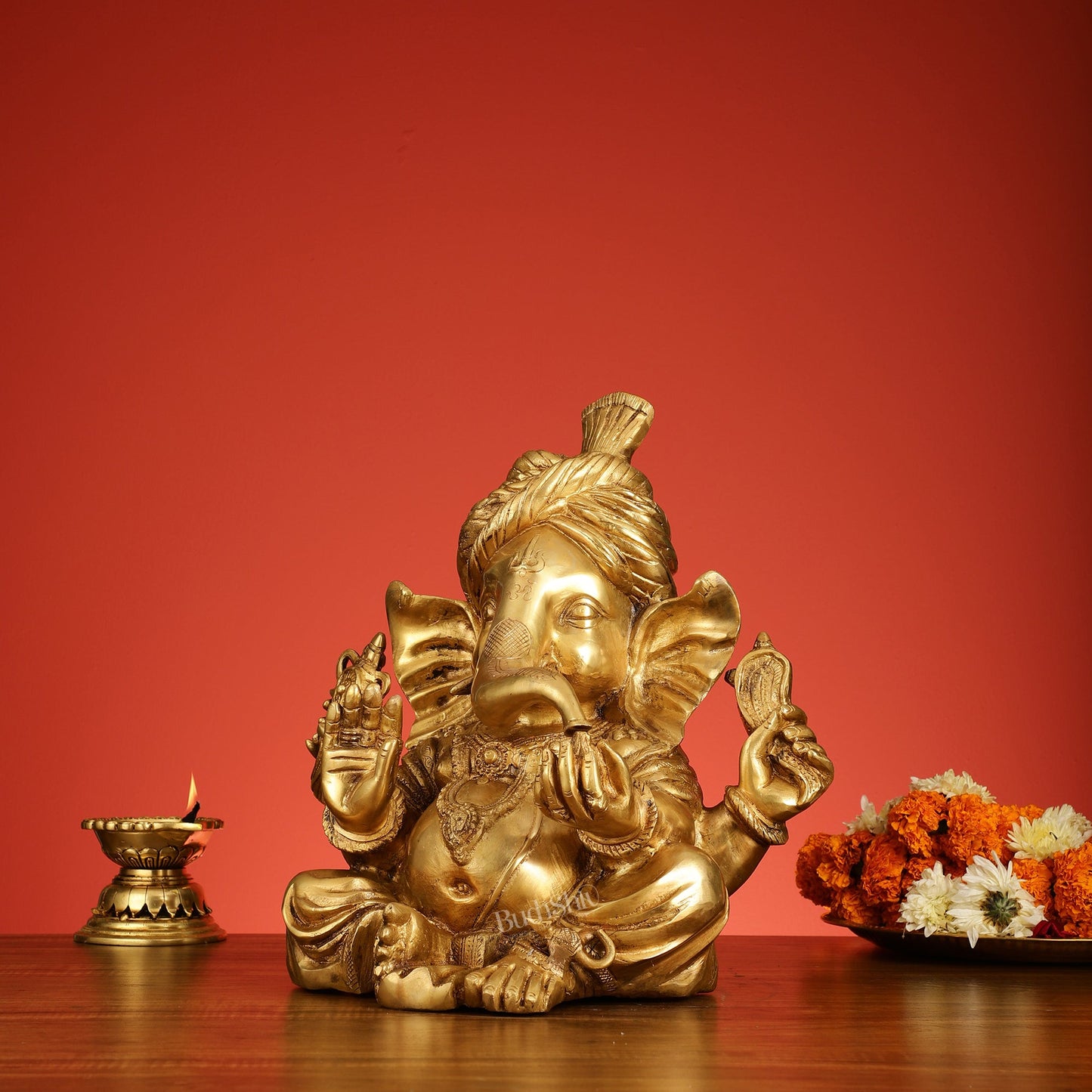 Brass Pagadi Ganesha idol 14" - Budhshiv.com