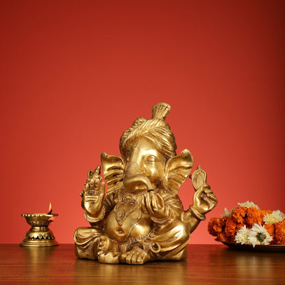 Brass Pagadi Ganesha idol 14" - Budhshiv.com